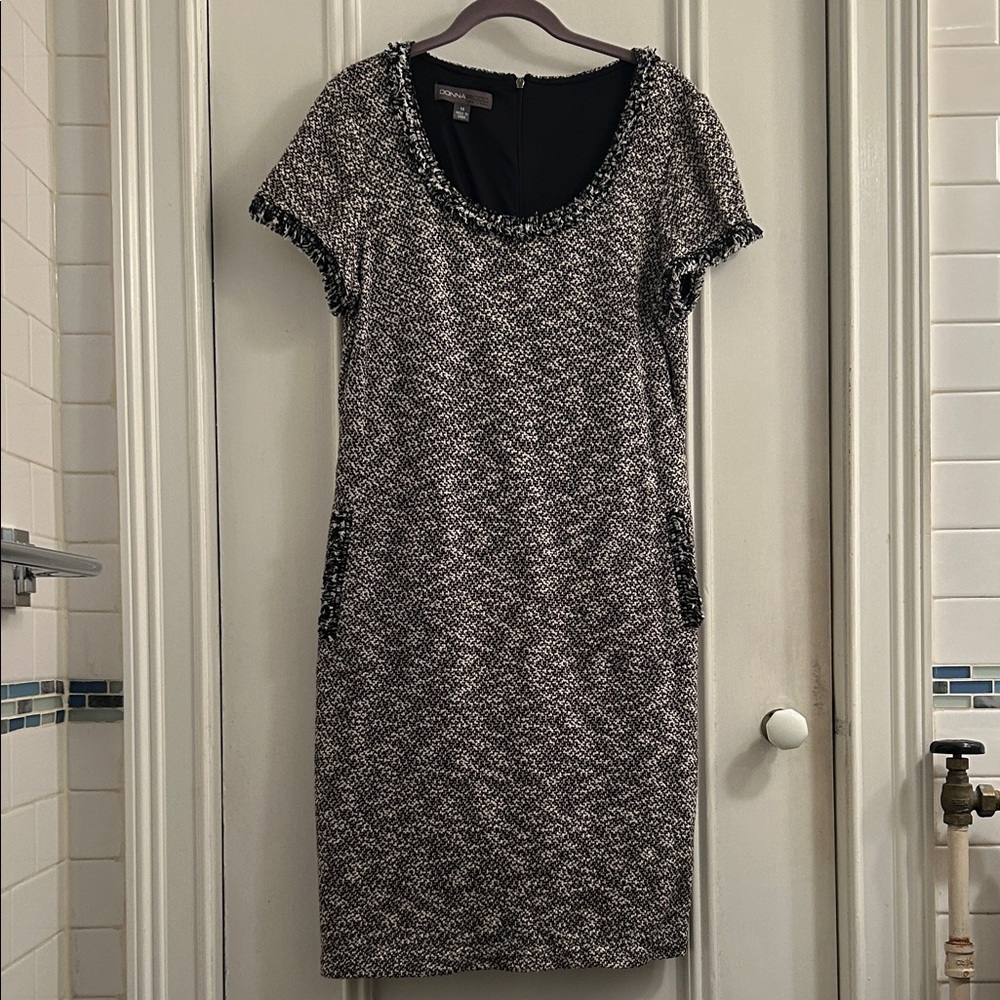 Donna Ricco Black and White Textured Mini Dress
